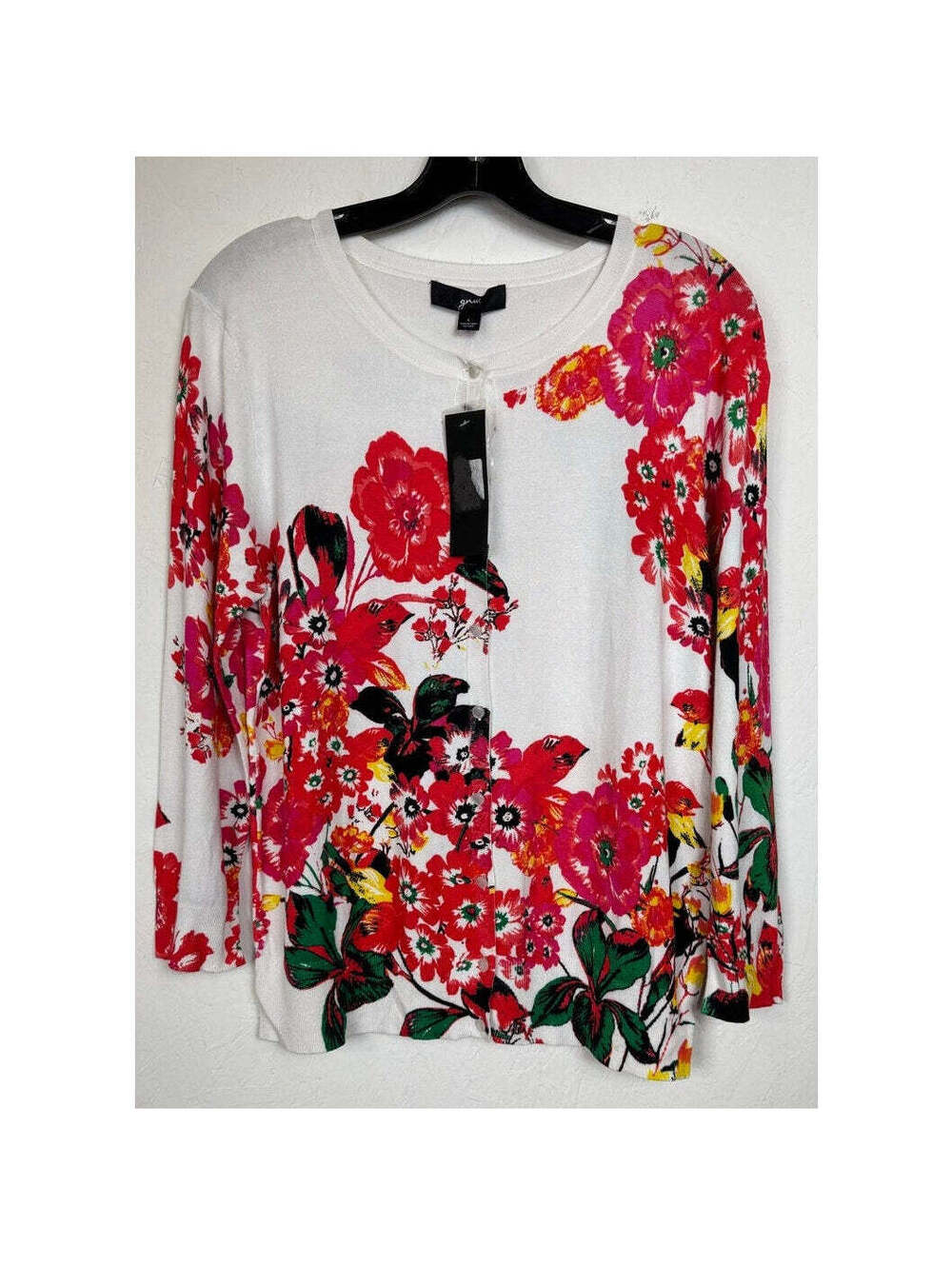 GNW White 3/4 Sleeve Cardigan Women's Large